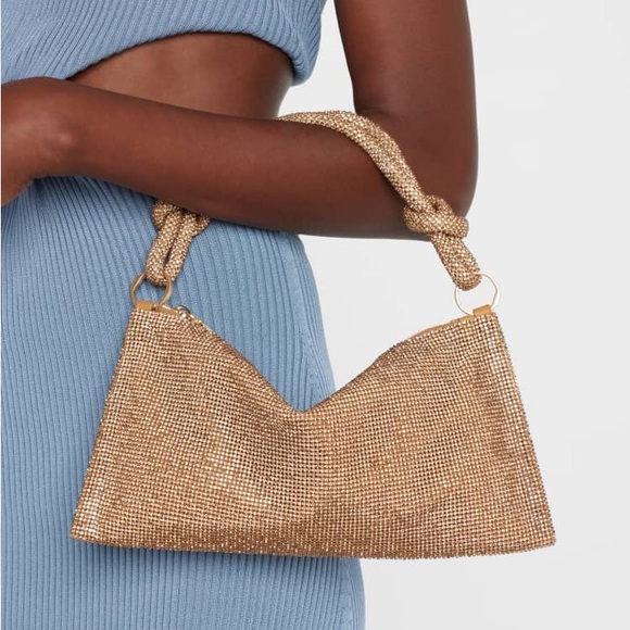 CULT GAIA HERA NANO RHINESTONE SHOULDER BAG - CHAMPAGNE - Picture 5 of 8